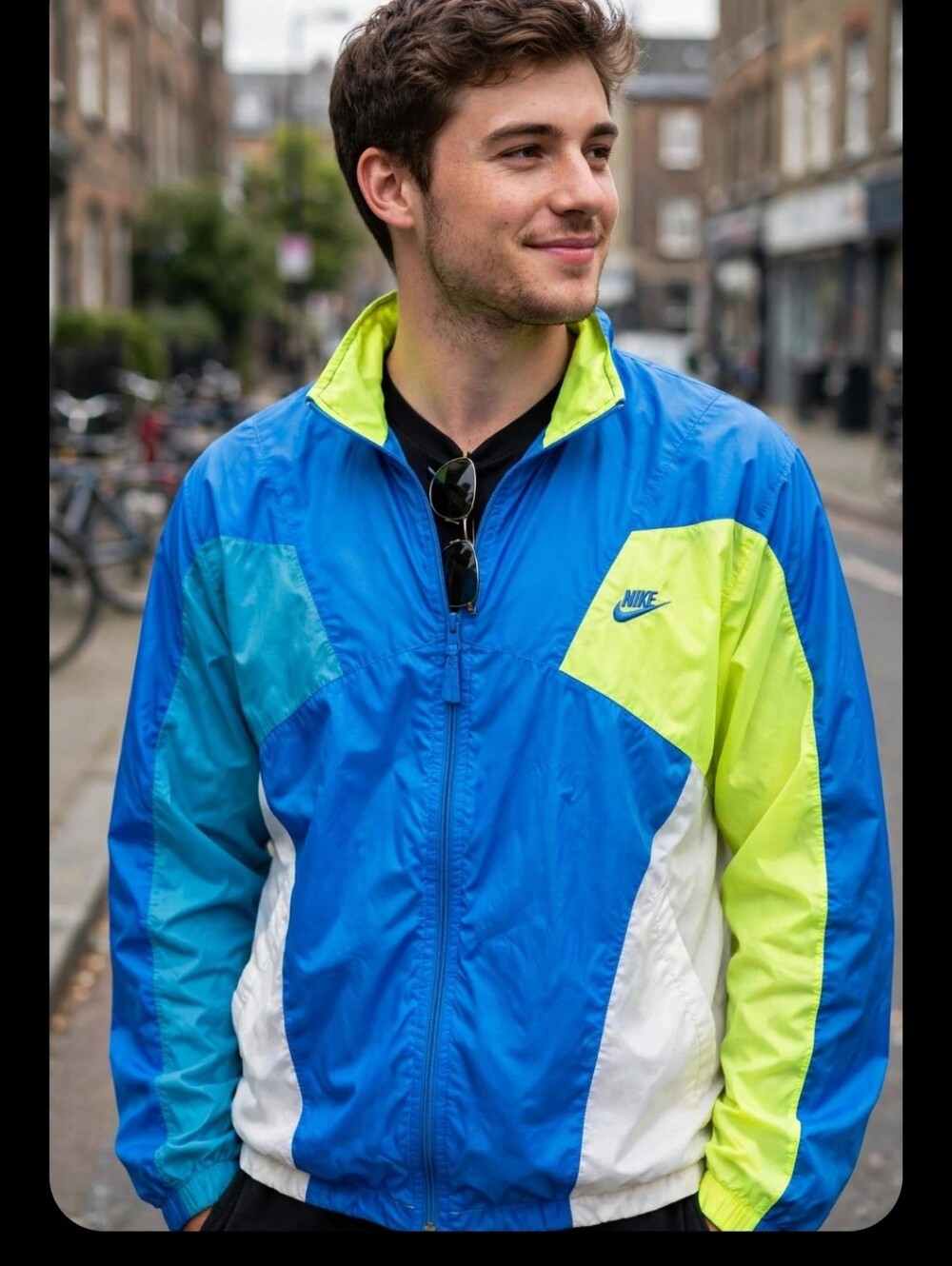 Unisex Nike Blue and Green Windbreaker Jacket